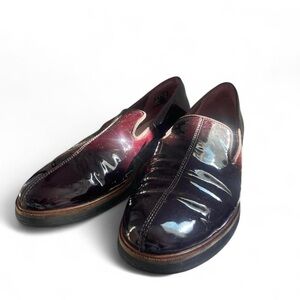Clarks Glossy Leather Burgundy Loafers